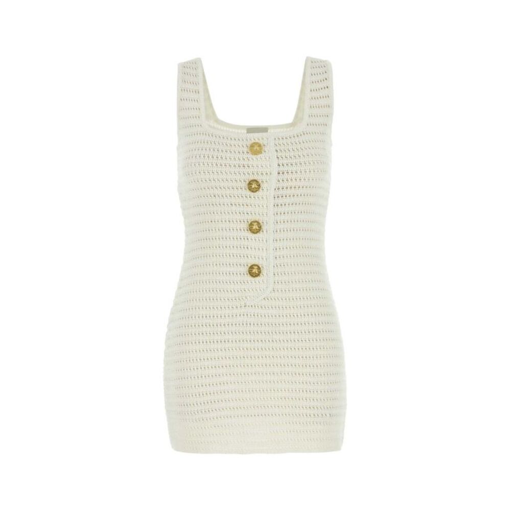 Le Kasha Women White Crochet Mini Dress